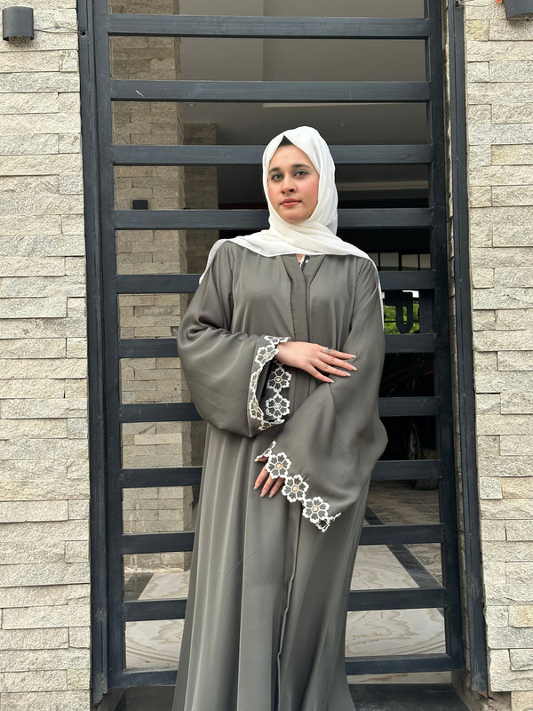 Olive Grace Embroidered Nidah Abaya-24