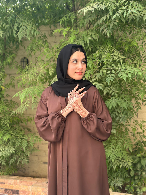 Hina Front Open Abaya (Choclate Brown) 07