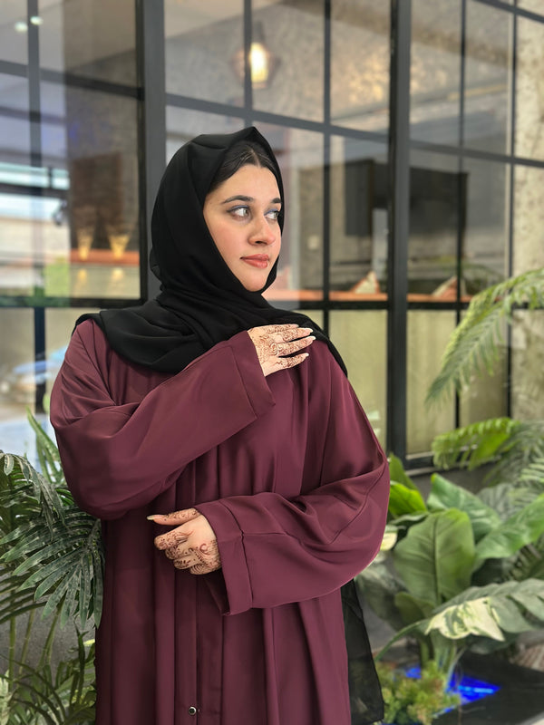 Luxe Noir Front-Open Abaya.