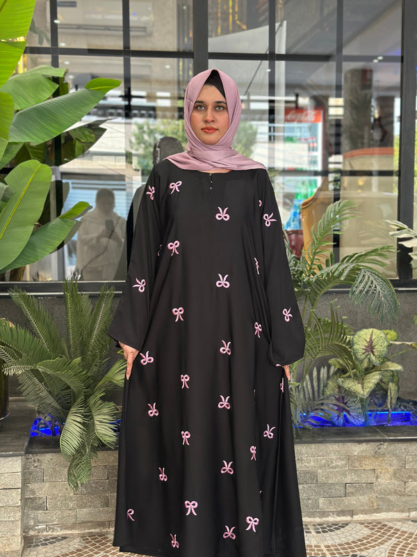 Ebony Bow Embroidered Abaya-79