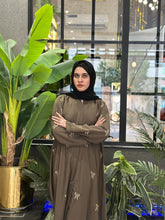 Brownish bow emroidery abaya-80