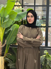 Brownish bow emroidery abaya-80