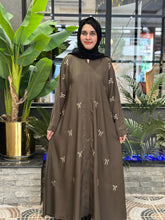 Brownish bow emroidery abaya-80