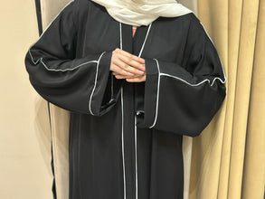 Elegant Black Piped Abaya -10