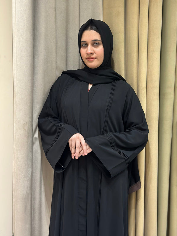 Black Formal Plated Abaya
