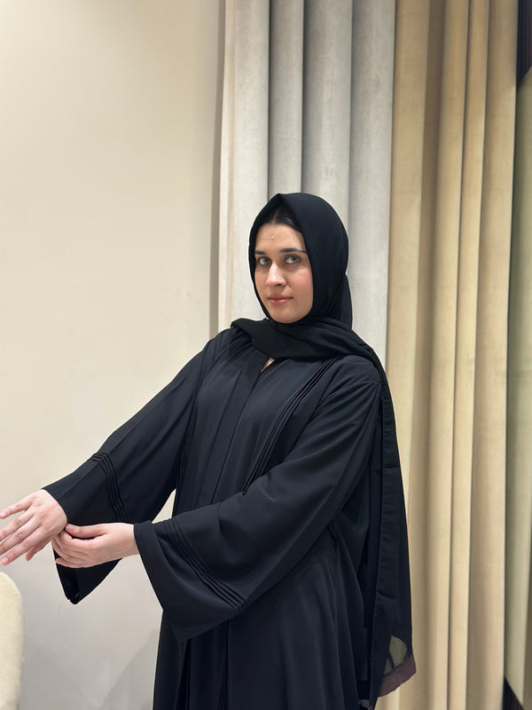Black Formal Plated Abaya