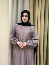 Gracefull light brown abaya front buttons and chonat sleeves-182