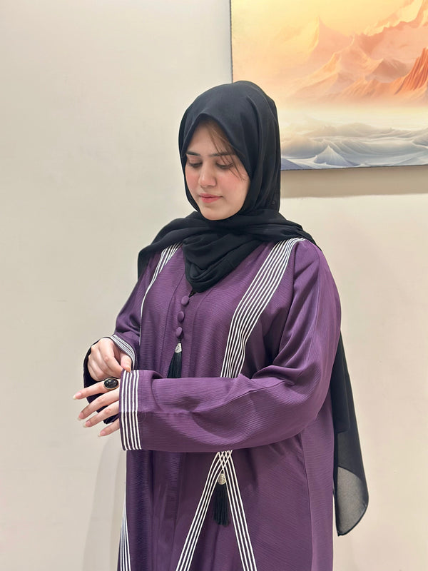 Refined Beig Piping Abaya-119