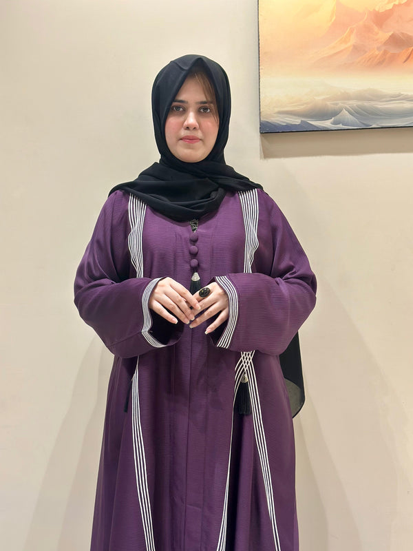 Refined Beig Piping Abaya-119