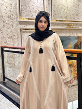 Refined Beig Piping Abaya-118
