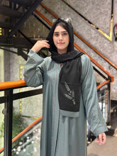 Graceful Green Stone & embroidered Abaya-106