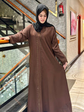 Graceful Brown stone & embroidered Abaya-108