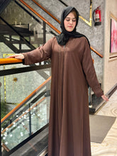Graceful Brown stone & embroidered Abaya-108