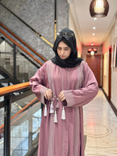 Pink with White Piping Abaya-120