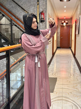 Pink with White Piping Abaya-120
