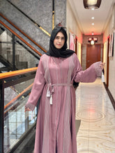 Pink with White Piping Abaya-120