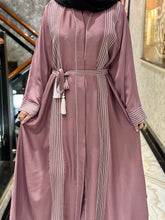 Pink with White Piping Abaya-120