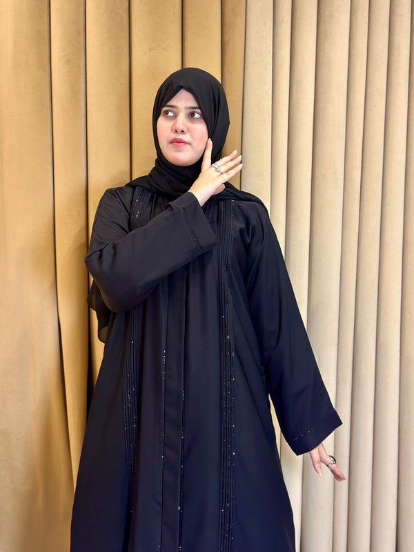 Elegant Black Plated Abaya with stone-155