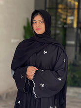 Floral Embroidered Black Abaya-37