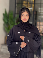 Floral Embroidered Black Abaya-37