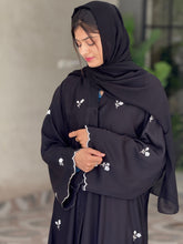 Floral Embroidered Black Abaya-37