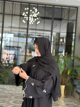 Floral Embroidered Black Abaya-37