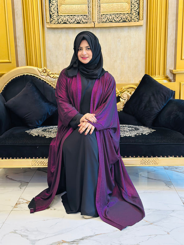 Elegant Shimmer Chiffon abaya 2pc-173