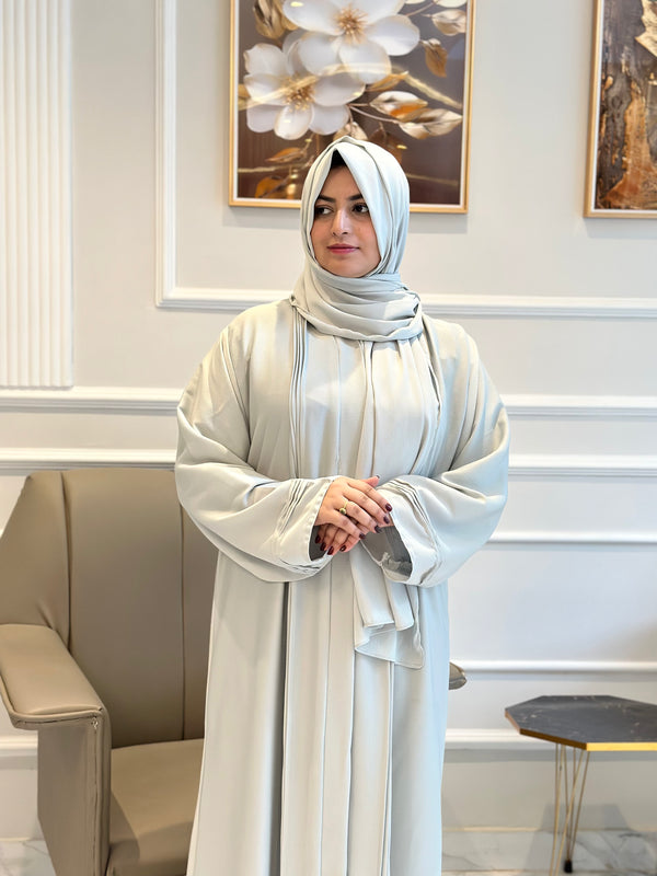 Ice blue plated abaya