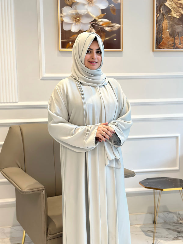 Ice blue plated abaya