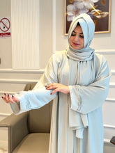 Ice blue plated abaya