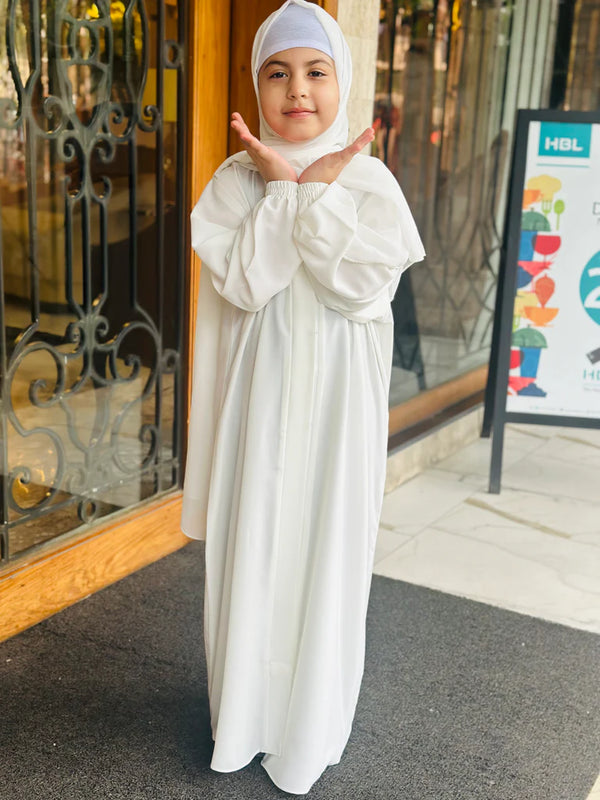Kids Basic White Abaya-255