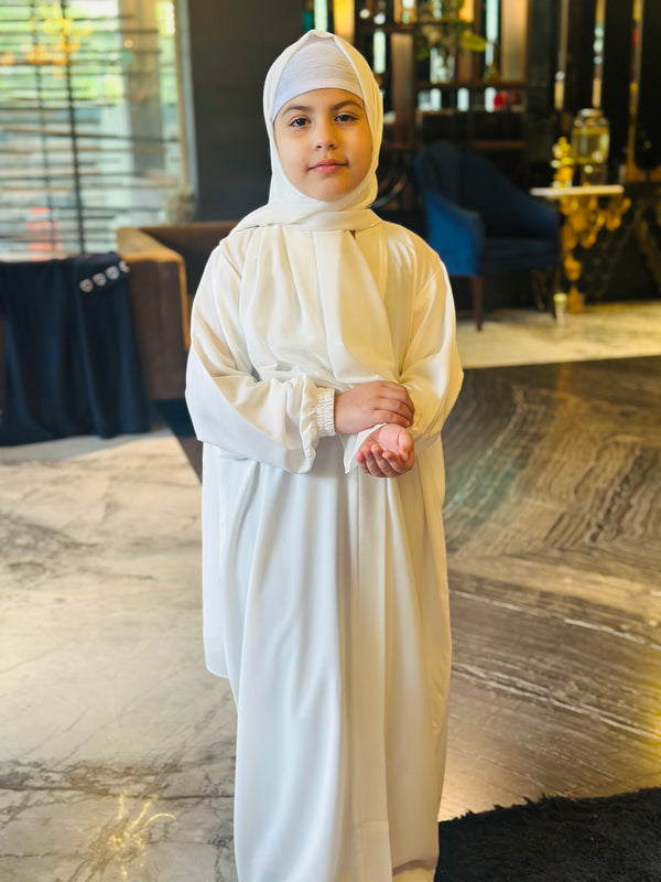 Kids Basic White Abaya-255