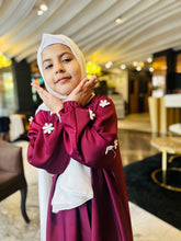 Kids Mehroon floral Abaya-252