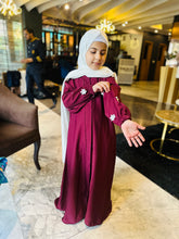 Kids Mehroon floral Abaya-252