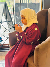 Kids Mehroon floral Abaya-252