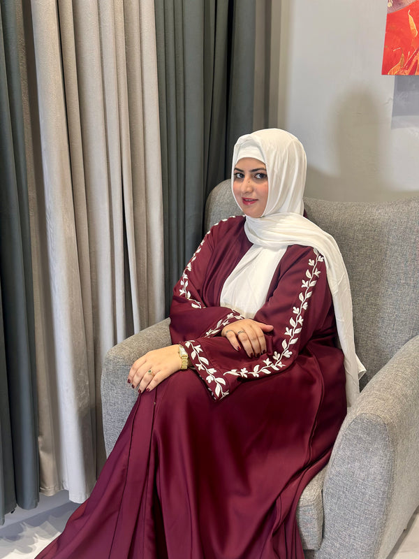 Mehroon Royale Embroidered Abaya