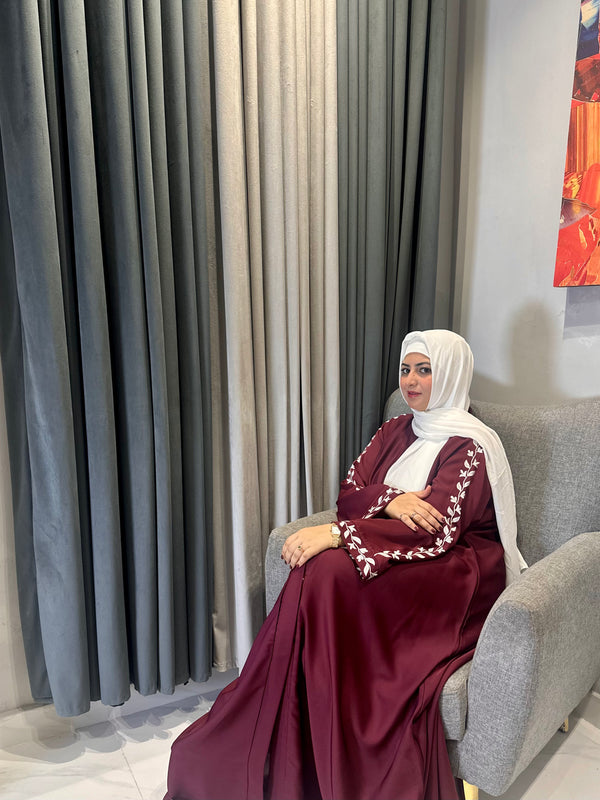 Mehroon Royale Embroidered Abaya