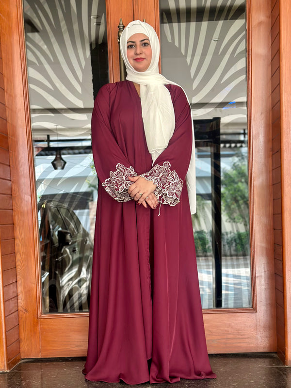 Mehroon Majesty Embroidered Abaya