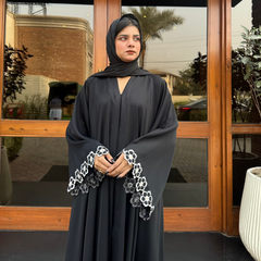 Dania's Floral Embroidered Abaya BLACK