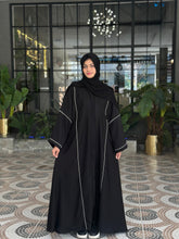 Elegant Black Piped Abaya-12