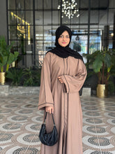 Desert Brown Abaya with Black Piping-08