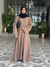Desert Brown Abaya with Black Piping-08