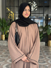 Desert Brown Abaya with Black Piping-08