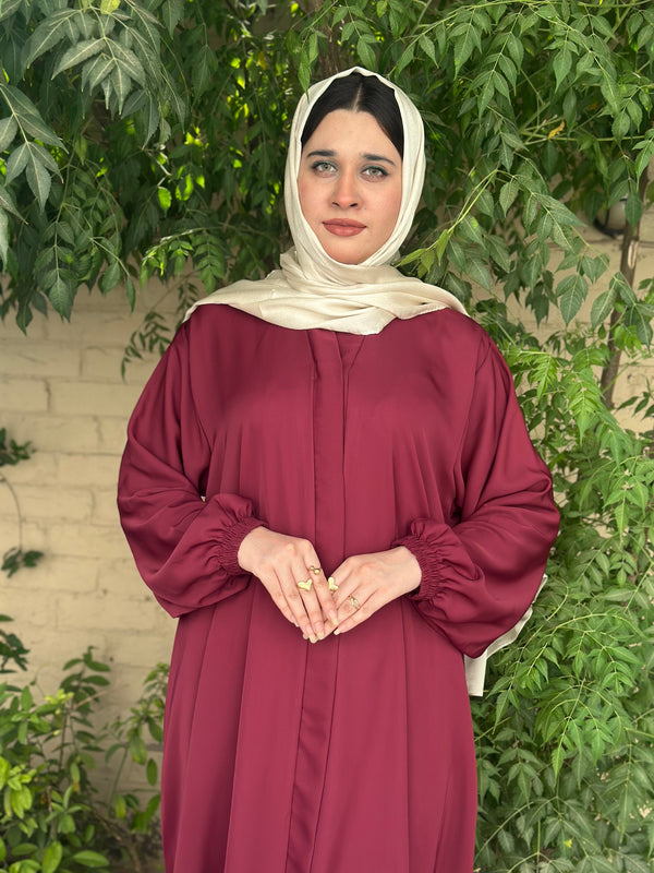 Hina Front Open Abaya (Mehroon)-02
