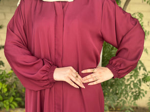 Hina Front Open Abaya (Mehroon)-02