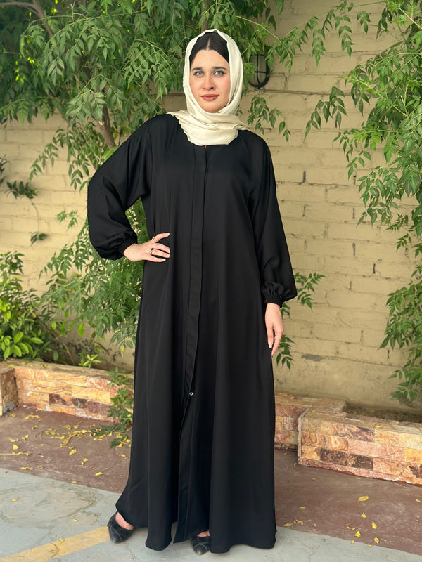 Hina Front Open Abaya (Black)-04