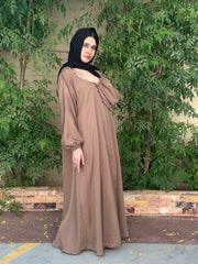 Hina Front Open Abaya (Desert Brown)