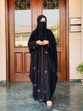 Bow Embroidered Abaya, Customise Bow abaya, Black Abaya