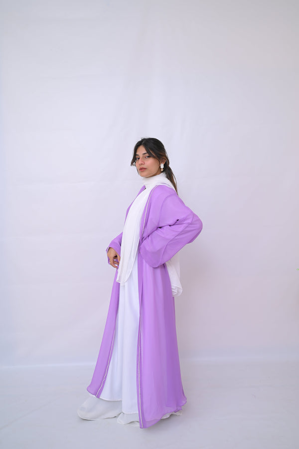 Elegant Exquisite Trim Abaya (inner+upper)-19