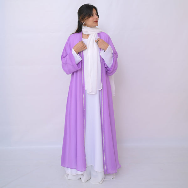 Elegant Exquisite Trim Abaya (inner+upper)-19